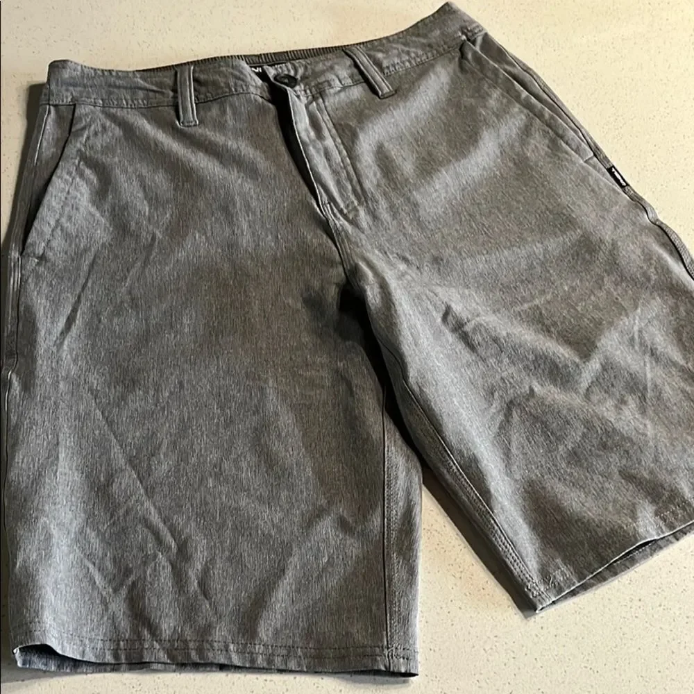 O'Neill Hybrid Gray Flat Front Shorts Drawstring Size 28/11